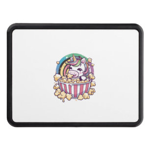 Cute kawaii unicorn with popcorn Long Sleeve T-Shi Hitch Cover