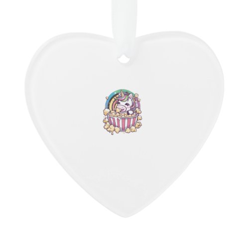 Cute kawaii unicorn with popcorn Long Sleeve T-Shi Ornament