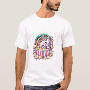 Cute kawaii unicorn with popcorn Long Sleeve T-Shi T-Shirt