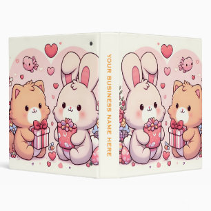 Cute Kawaii Valentine Bunny Bear Love Gift 3 Ring Binder