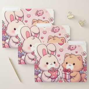 Cute Kawaii Valentine Bunny Bear Love Gift File Folder