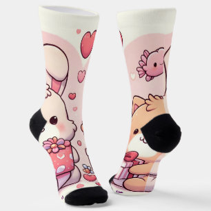 Cute Kawaii Valentine Bunny Bear Love Gift Socks