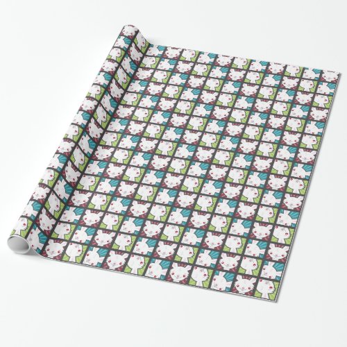 Cute Kawaii Vampire Bunny Rabbit Pattern Wrapping Paper