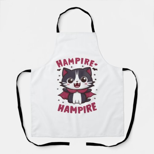 Cute Kawaii Vampire Cat Halloween Apron