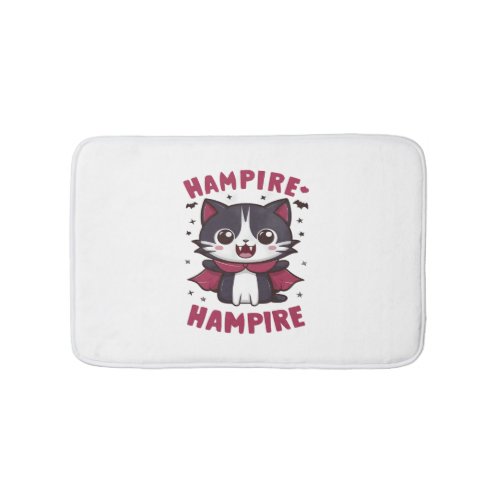 Cute Kawaii Vampire Cat Halloween Bath Mat