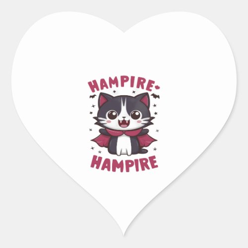 Cute Kawaii Vampire Cat Halloween Heart Sticker