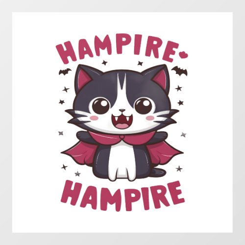 Cute Kawaii Vampire Cat Halloween Wall Decal