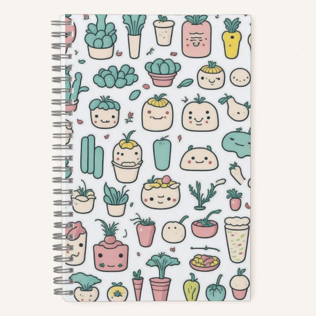 Cute kawaii Vegetable Icons  Notebook (Front)