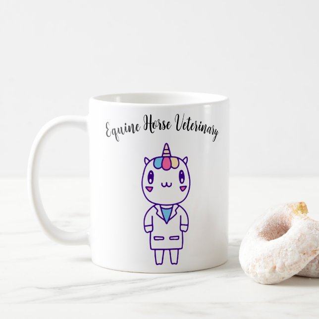 Cute Kawaii Veterinarian Humor Animal Care Funny  Coffee Mug (With Donut)