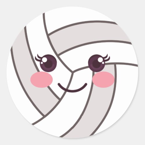 Cute Kawaii Volleyball Ball Emoji Birthday Party  Classic Round Sticker