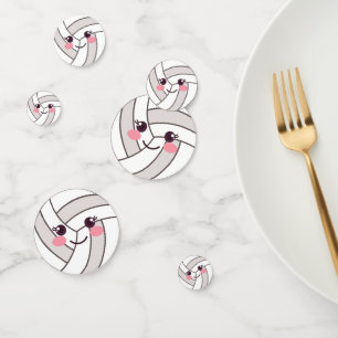 Cute Kawaii Volleyball Ball Emoji Birthday Party Confetti