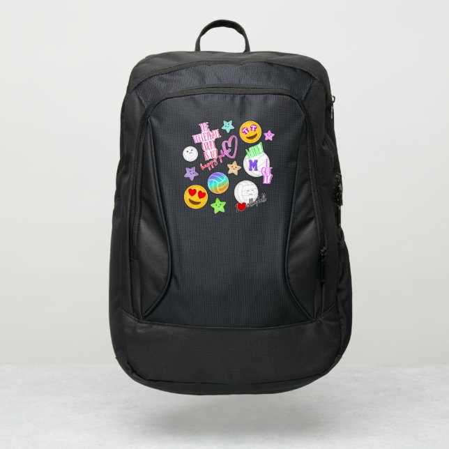 cute kawaii volleyball stickers look monogrammed port authority® backpack (Front)