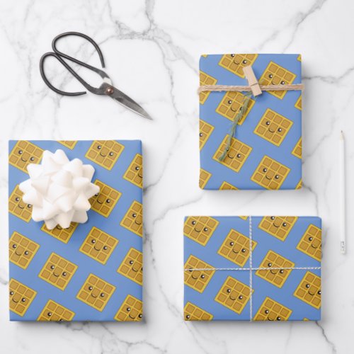 Cute Kawaii Waffle Pattern Wrapping Paper Sheets