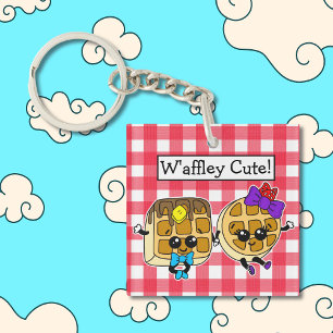 Cute Kawaii Waffle Pun Keychain