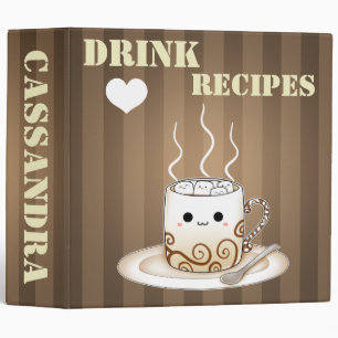 Cute kawaii warm cocoa drink big binder