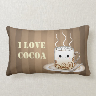 Cute kawaii warm cocoa drink lumbar pillow