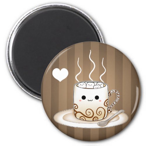 Cute kawaii warm cocoa drink magnet