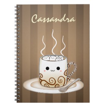 Cute Kawaii Warm Cocoa Drink Notebook by DiaSuuArt at Zazzle