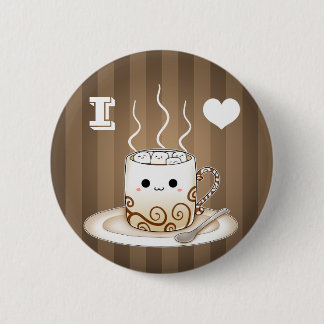 Cute kawaii warm cocoa drink pinback button