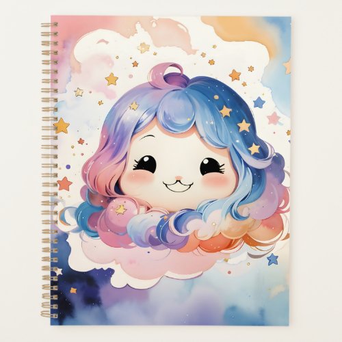 Cute Kawaii Watercolor Art Star Baby Girl Planner 