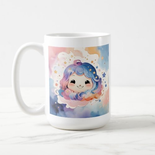 Cute Kawaii Watercolor Baby Girl Nursery Art  Coffee Mug