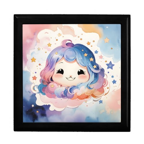 Cute Kawaii Watercolor Star Baby Girl Nursery Art Gift Box