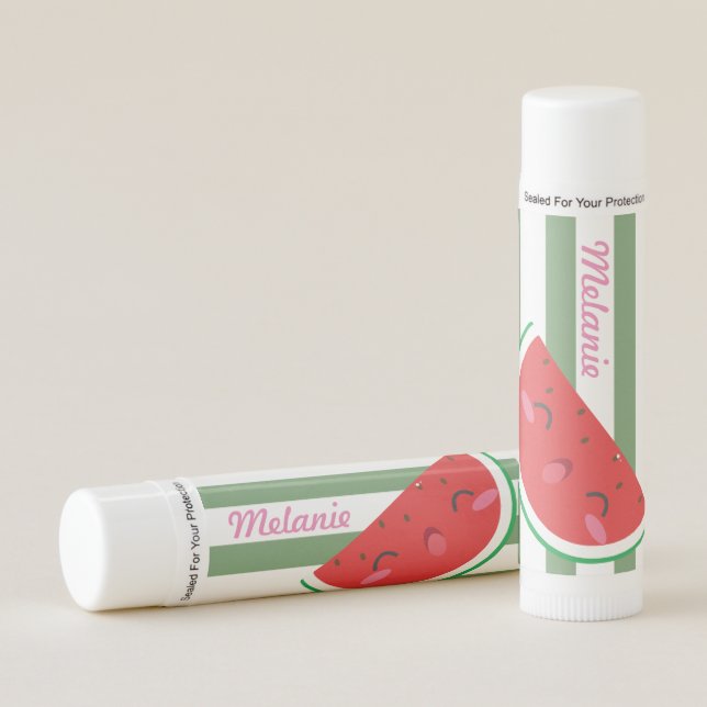 Cute Kawaii Watermelon Flavored Personalised Lip Balm (Front)