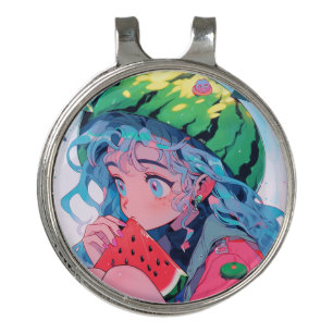 Cute Kawaii Watermelon Fruit Nature Anime Girl Golf Hat Clip