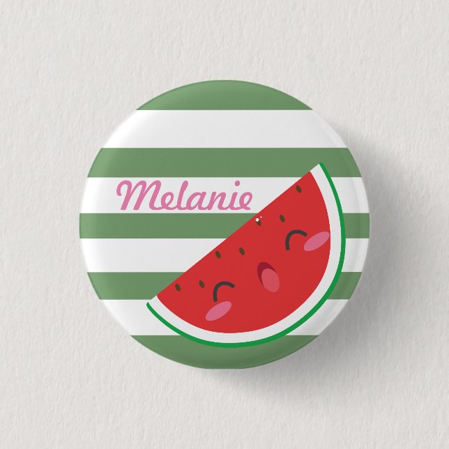 Cute Kawaii Watermelon Personalised Button (Front)