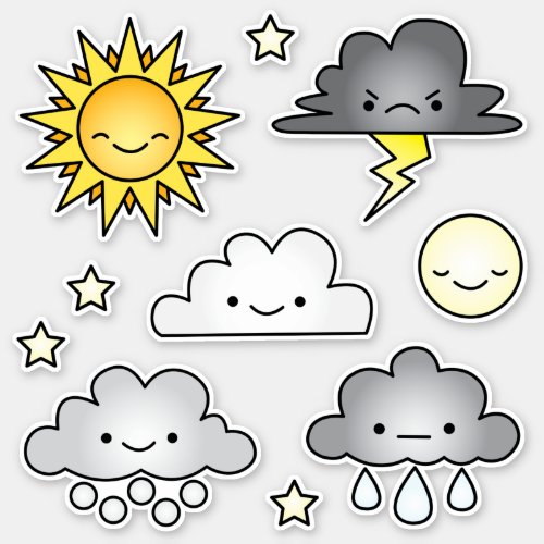Cute Kawaii Weather Clouds Climate Sticker