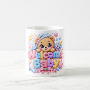 Cute Kawaii Welcome Baby Teddy Bear Pastel Pink Ne Coffee Mug