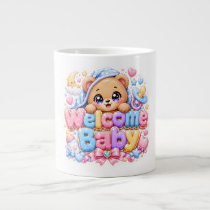 Cute Kawaii Welcome Baby Teddy Bear Pastel Pink Ne Giant Coffee Mug