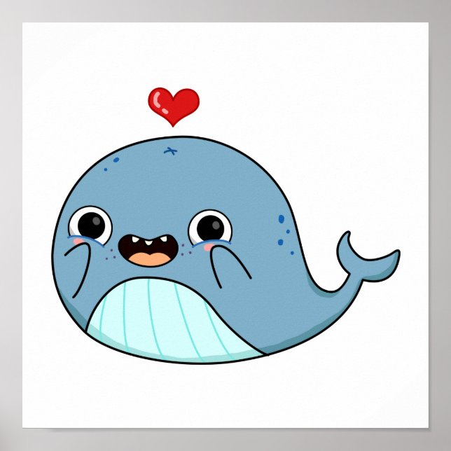 Cute Kawaii Whale Poster (Front)