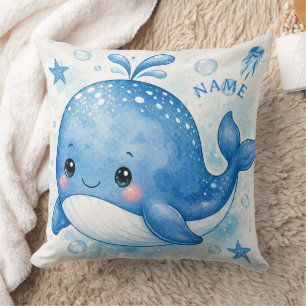 CUTE KAWAII WHALE THROW PILLOW