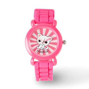 Cute kawaii White Cat Personalised Watch
