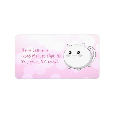 Cute Kawaii White Kitty Cat Label