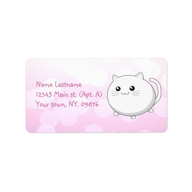 Cute kawaii white kitty cat label | Zazzle