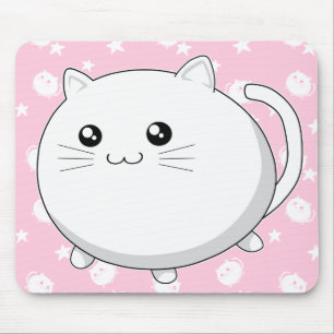 Cute Kawaii white kitty cat Mouse Pad