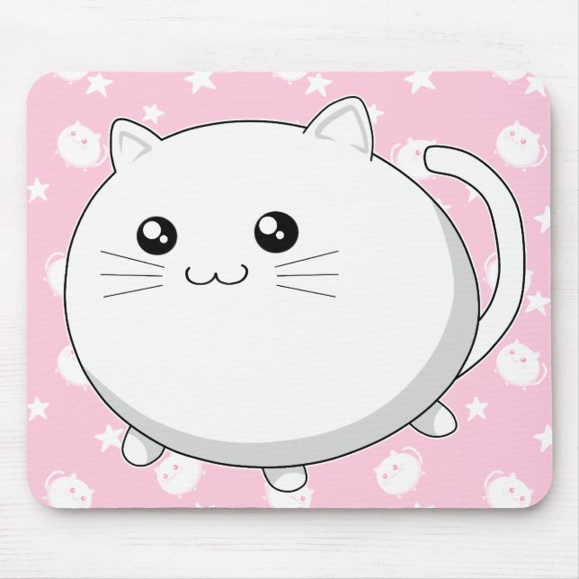 Cute Kawaii white kitty cat Mouse Pad (Front)