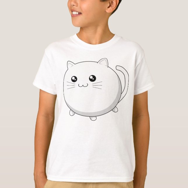 Cute kawaii white kitty cat T-Shirt (Front)