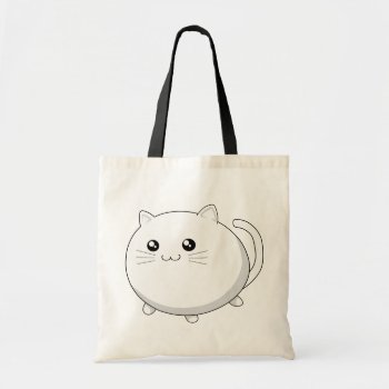 Cute Kawaii White Kitty Cat Tote Bag by DiaSuuArt at Zazzle