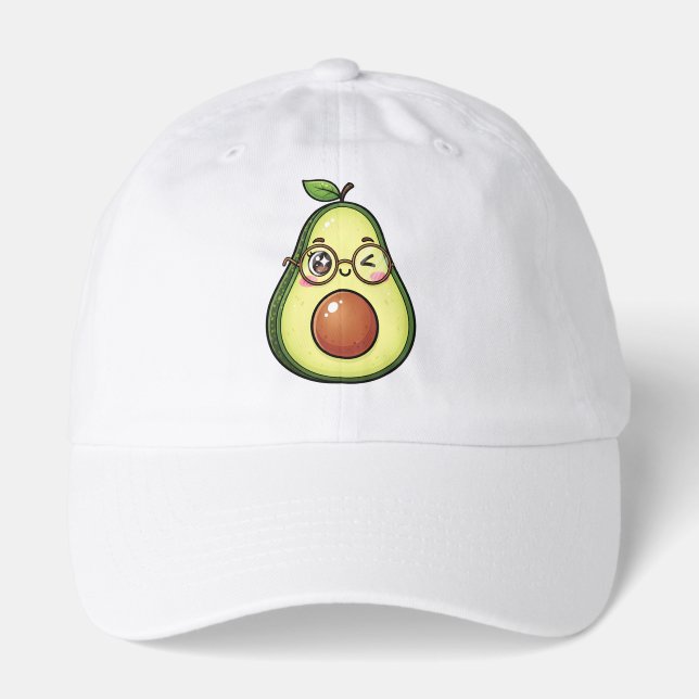 Cute Kawaii Winking Avocado with Glasses Hat (Front)