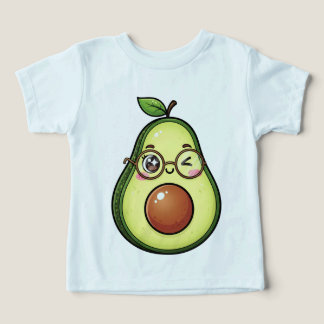 Cute Kawaii Winking Avocado with Glasses Toddler T-shirt