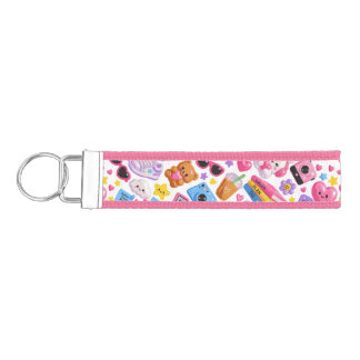 Cute Kawaii Y2K Aesthetic Seamless Pattern – Pink Wrist Keychain