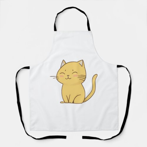 Cute Kawaii Yellow Cat drawing   Apron