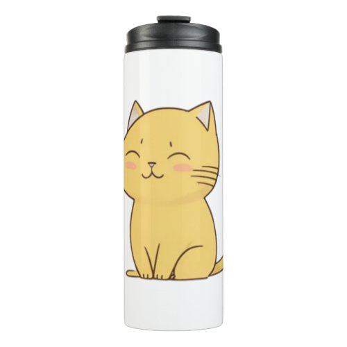 Cute Kawaii Yellow Cat drawing   Thermal Tumbler