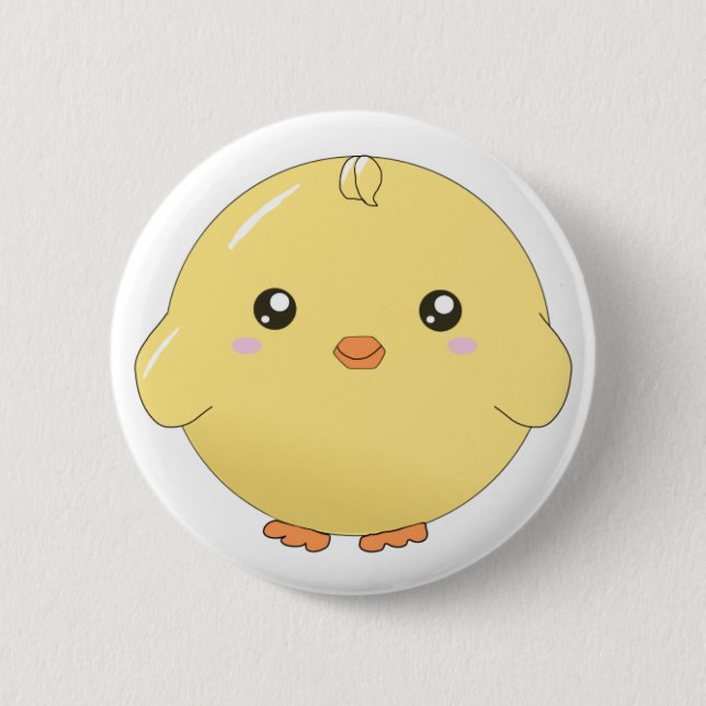 Cute kawaii yellow chick button (Front)