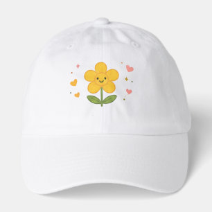 Cute Kawaii Yellow Flower Smiling Daisy Sparkles Hat