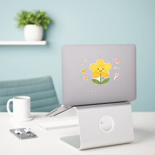 Cute Kawaii Yellow Flower Smiling Daisy Sparkles Sticker