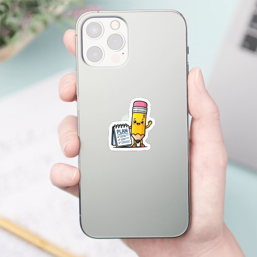 Cute Kawaii Yellow Pencil and Plan Notebook Smart Sticker